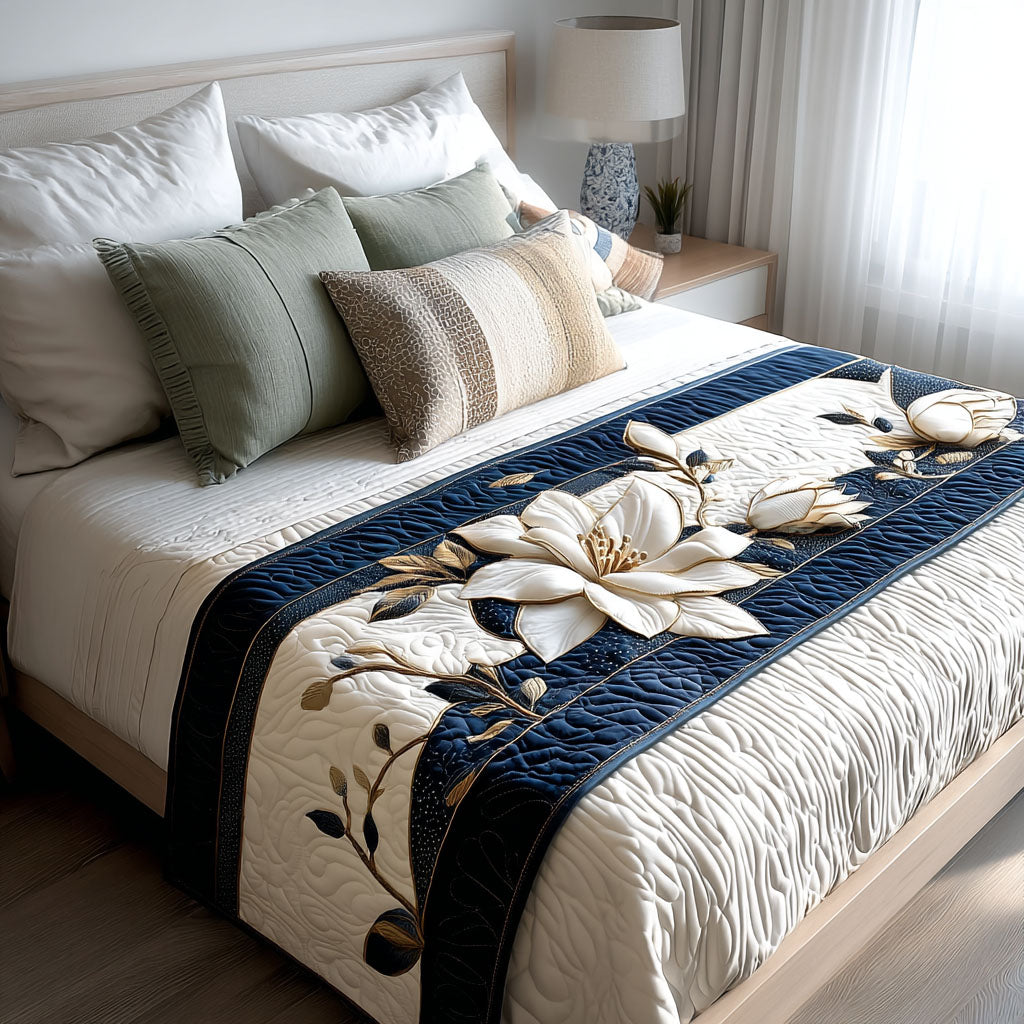 Quilted Bed Runner – Magnolia Aura