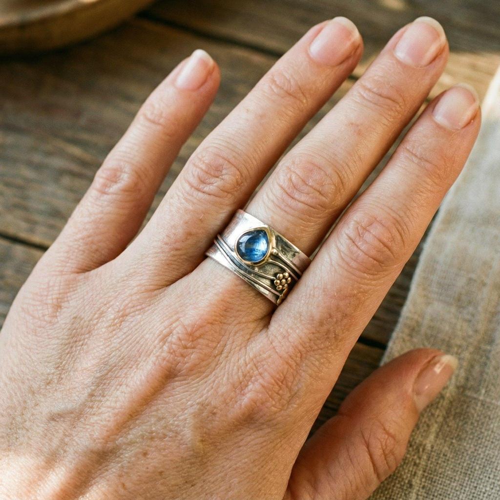 Meditation Ring with Blue Stone
