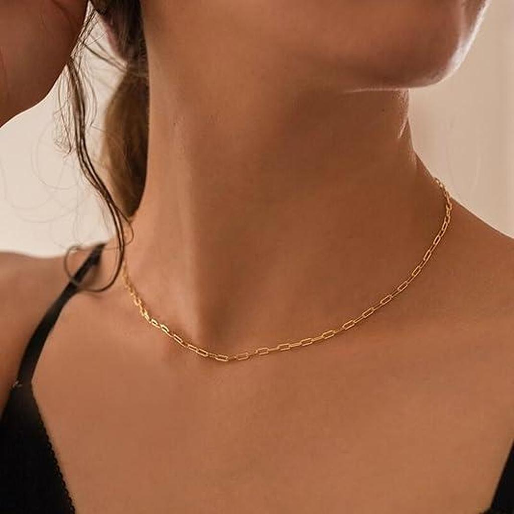 Layered Ruby Necklace with Paperclip Necklace | Gold