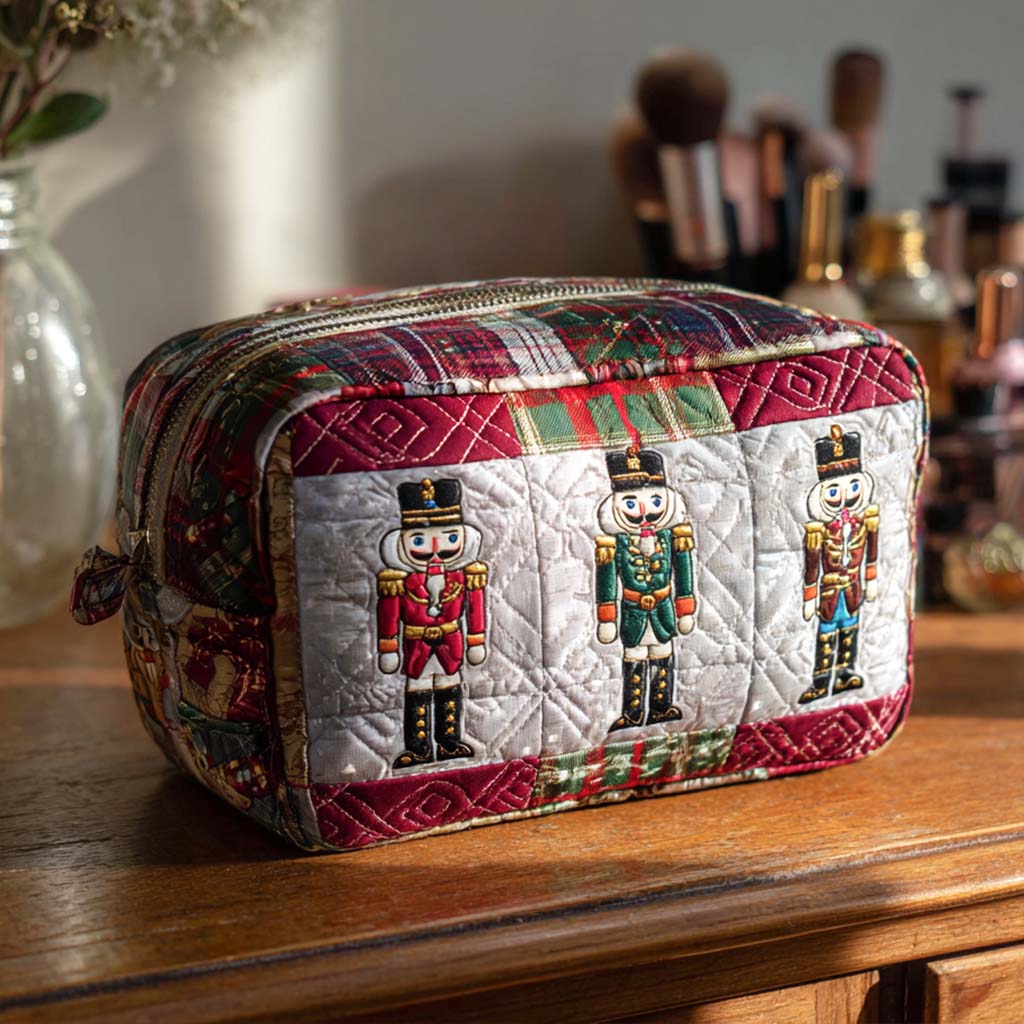 Quilted Makeup Bag with Happy Nutcracker
