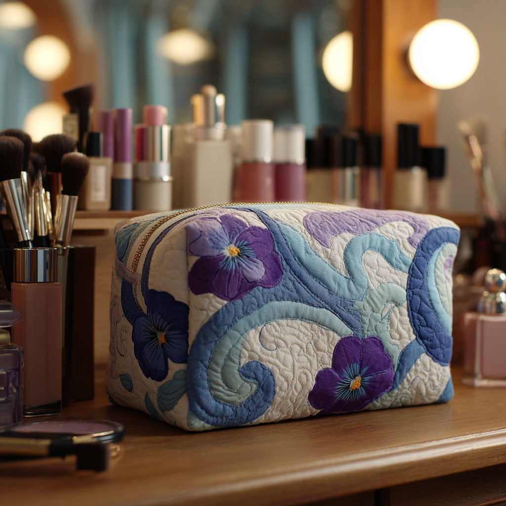 Quilted Makeup Bag with Midnight Purple