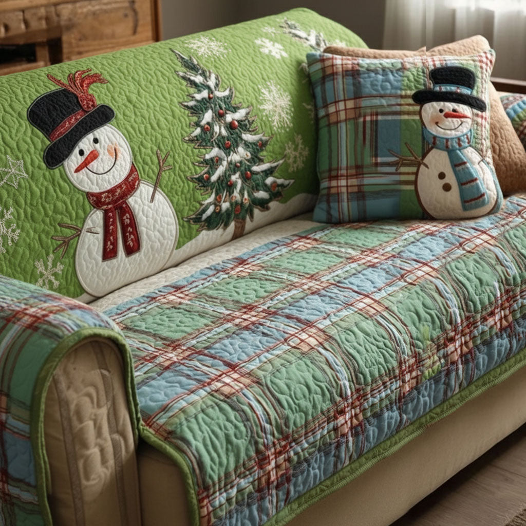 Quilted Sofa Cover with Christmas Design