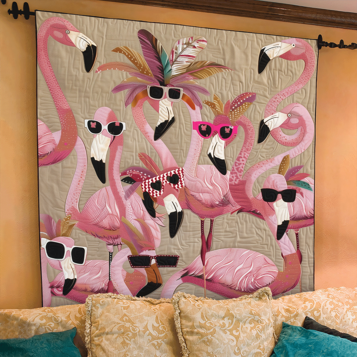 Quilted Blanket – Tropical Flamingo Delight