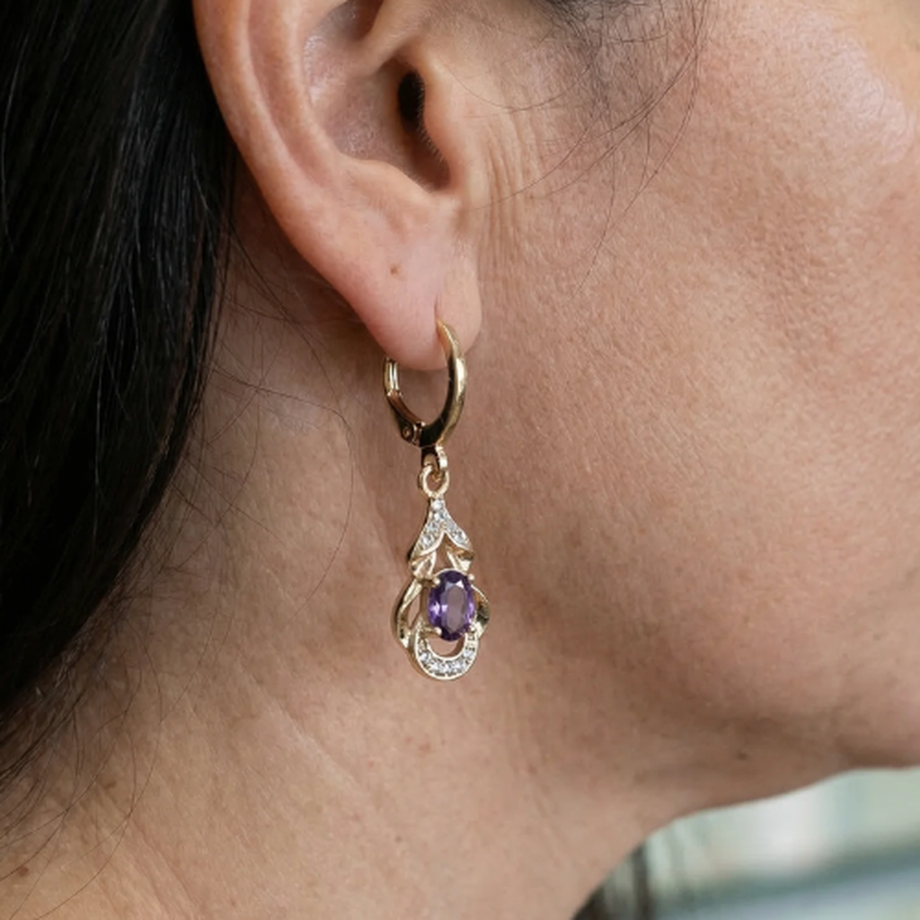 Amethyst Drop Earrings “Moonlight” | Rose Gold