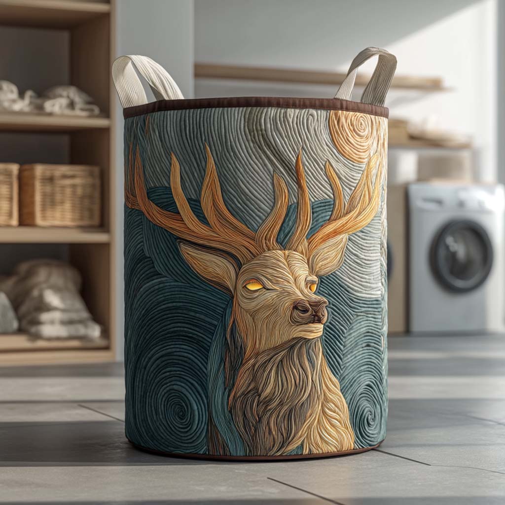 Quilted Laundry Basket with Deer