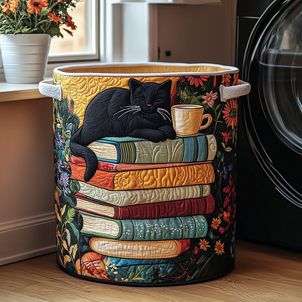 Quilted Laundry Basket in Cat Shape
