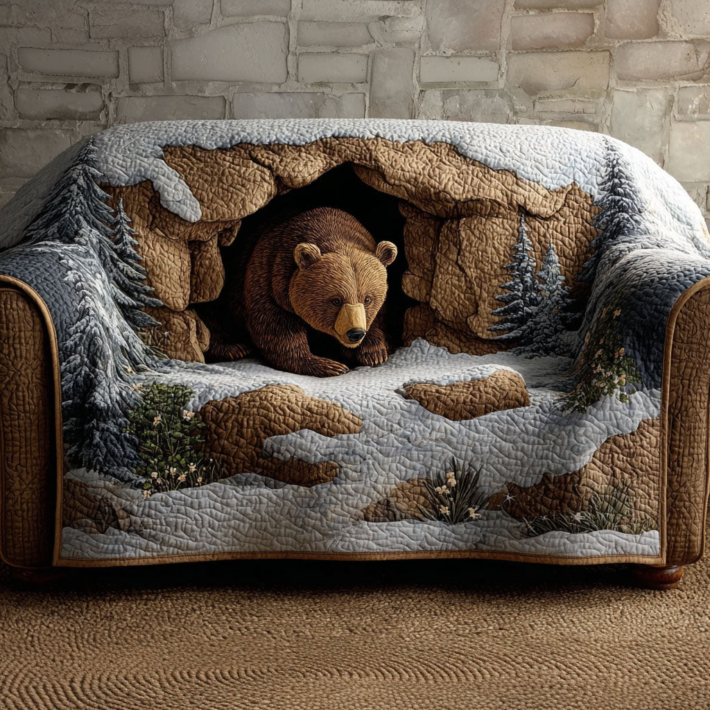 Quilted Sofa Cover – with Bear and Mountain Trail