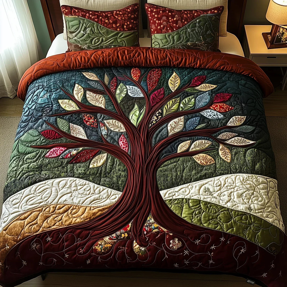3-Piece Quilted Bedding Set – Embrace of Nature
