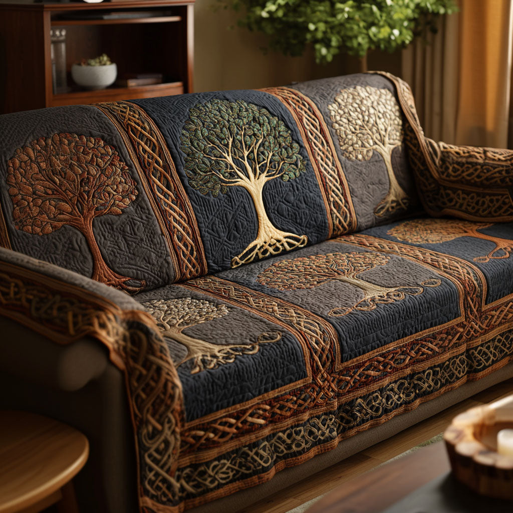 Quilted Sofa Cover with Tree of Life