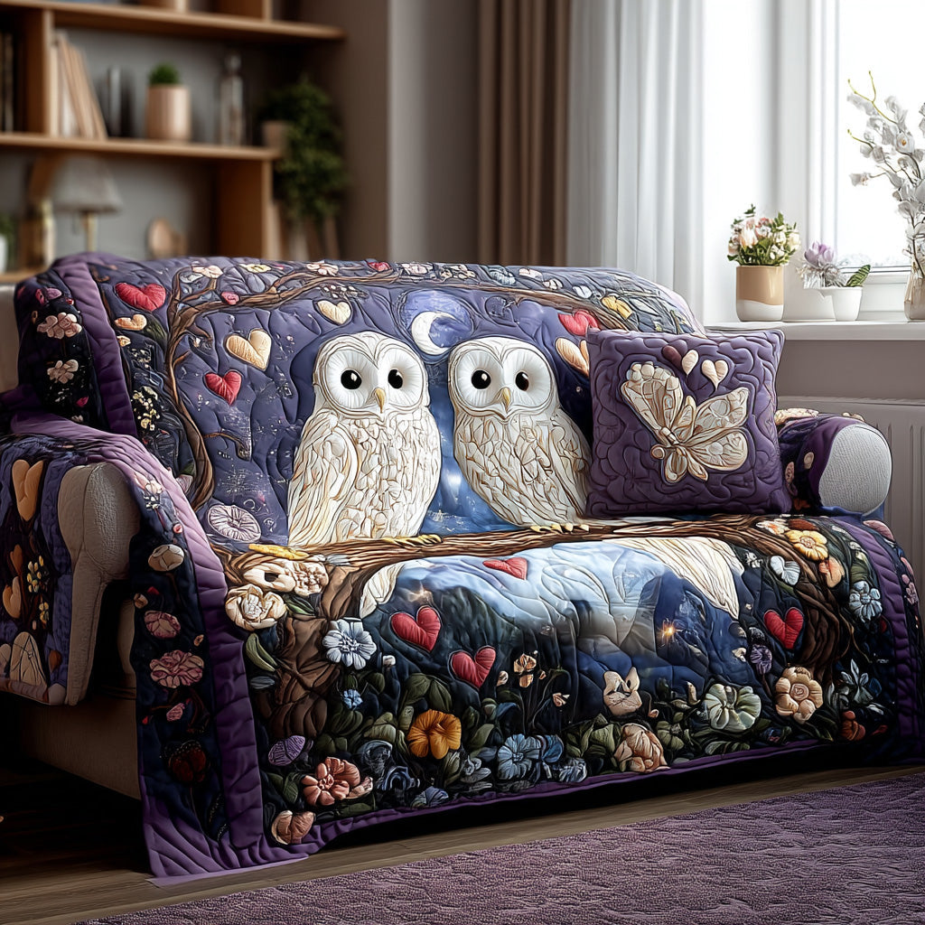 Quilted Sofa Cover – Quilted Sofa Cover with Night Owls