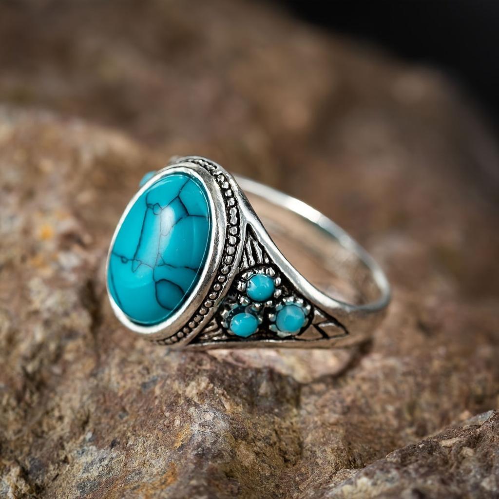 Ring “Nomad” with Blue Stone | White Gold
