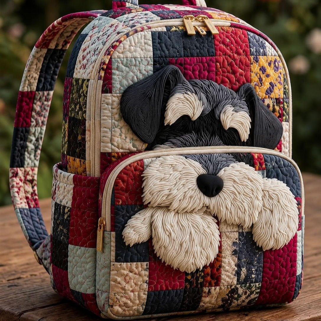 Quilted Backpack – Schnauzer Fabric Print