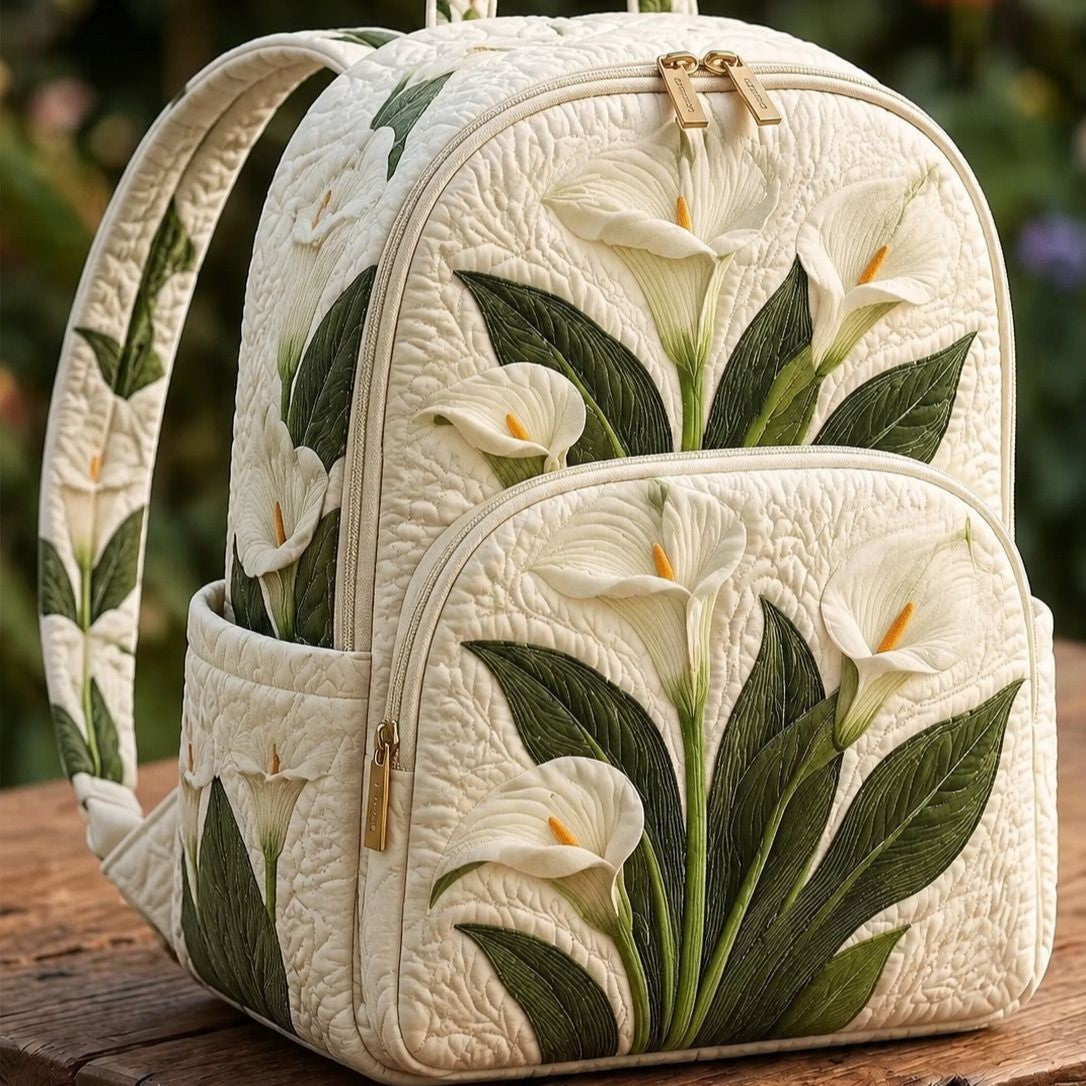 Quilted Backpack – White Calla