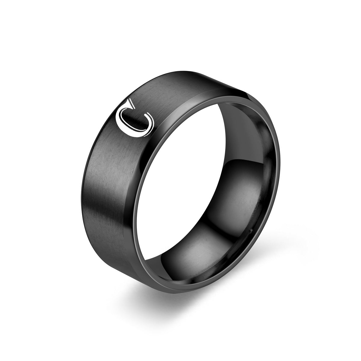 Initial Ring with Obsidian