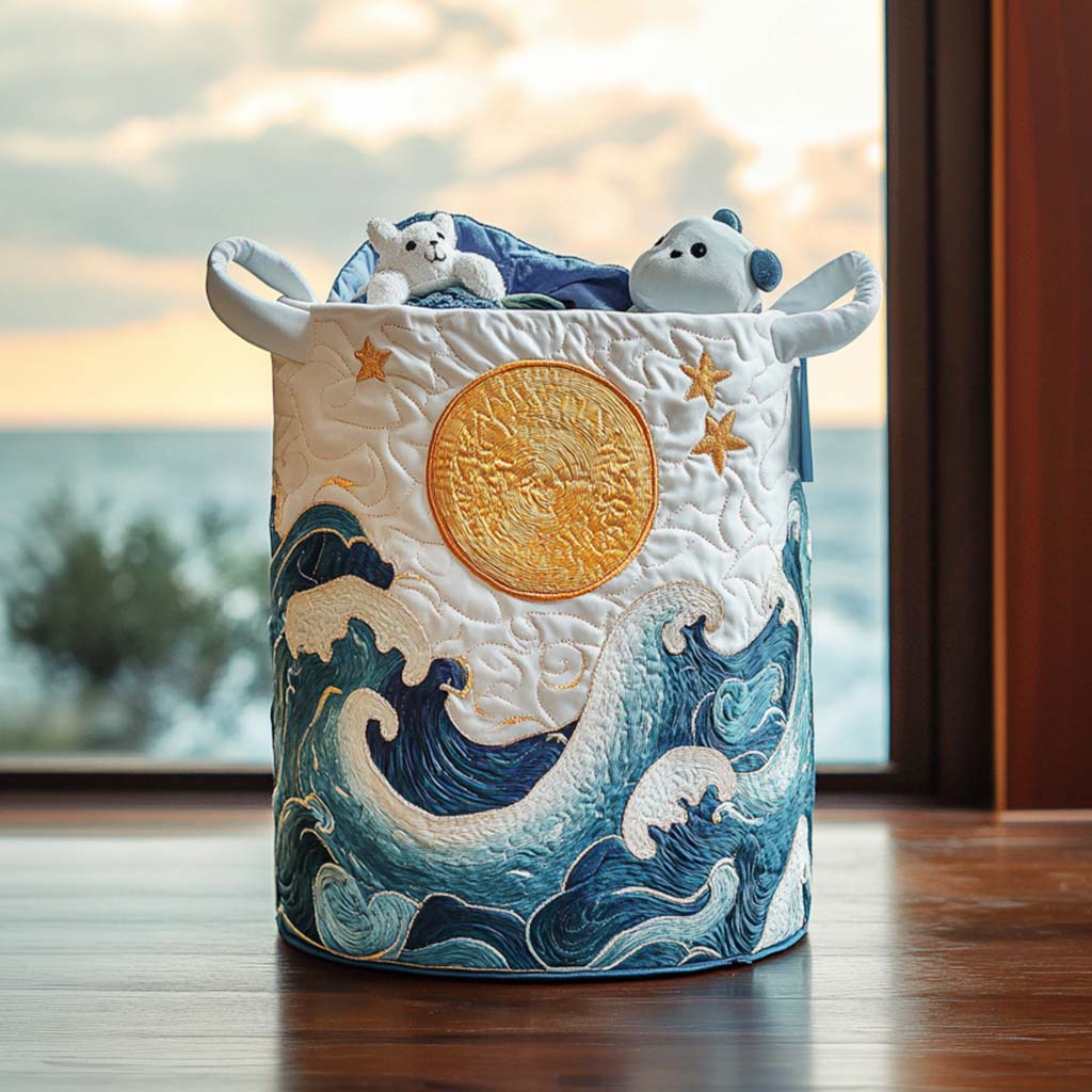 Quilted Laundry Basket with Maritime Design