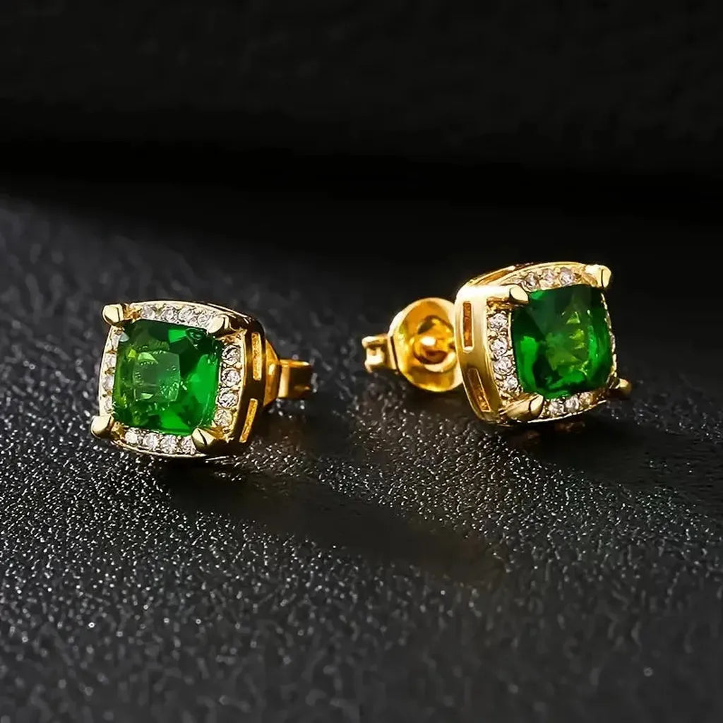 Earrings “Karina” with Emerald Green Stone