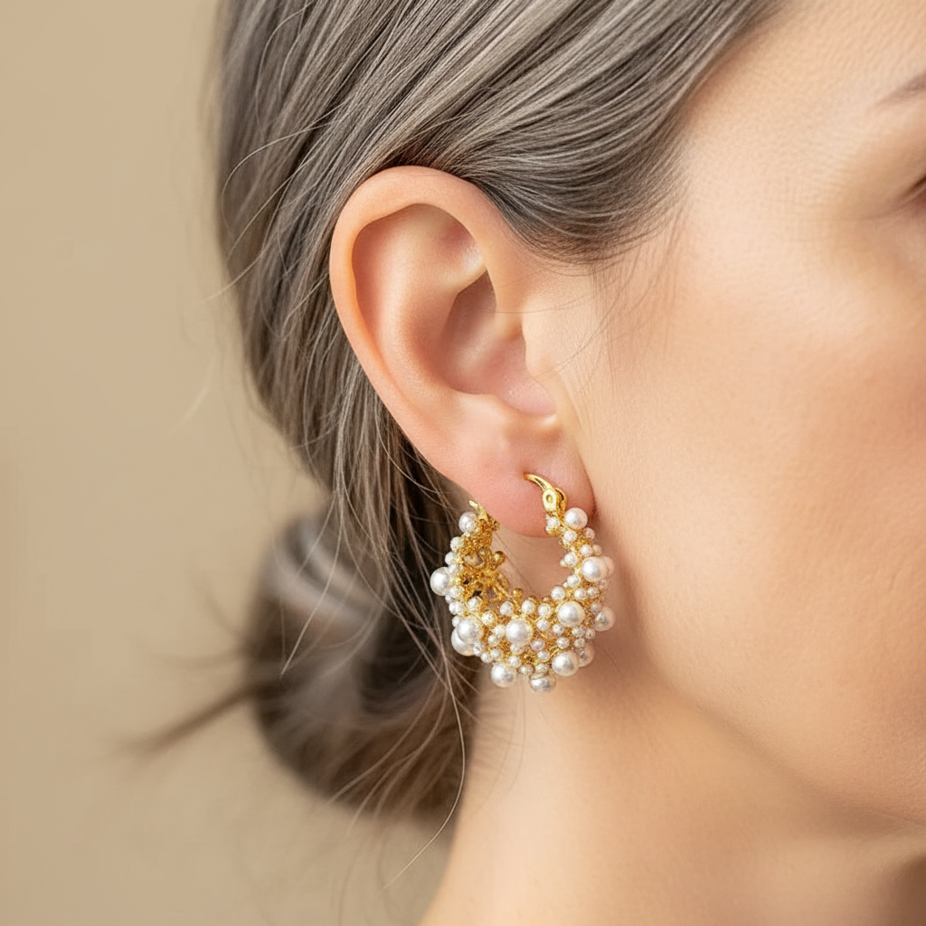 Vintage Earrings in Gold with Pearls
