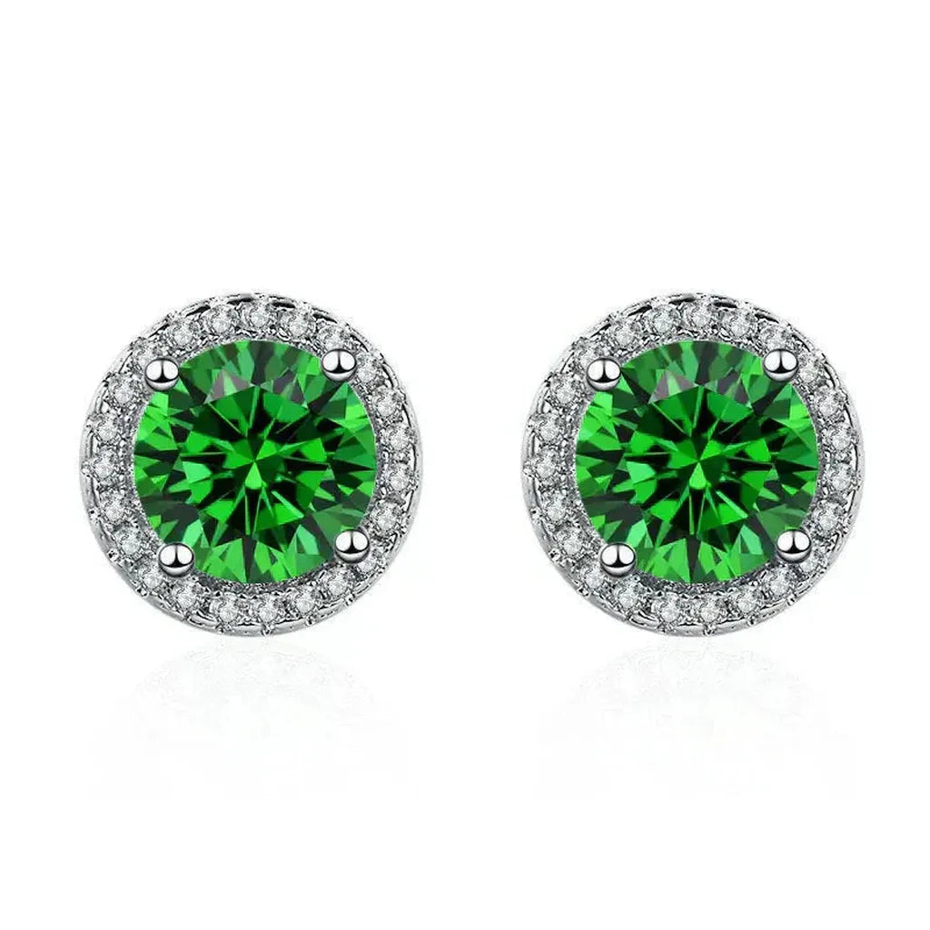 Earrings with Emerald and Zirconia