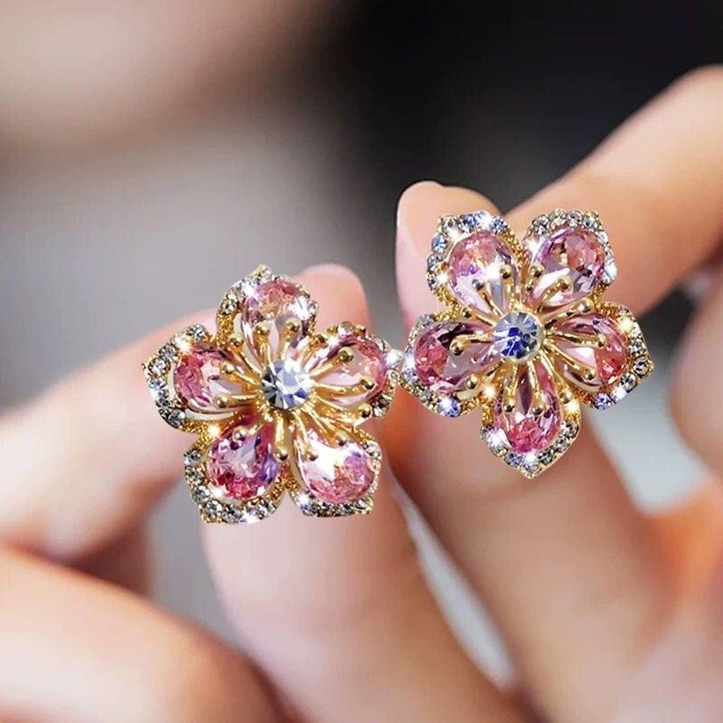 Earrings in White Gold with Colourful Zirconia
