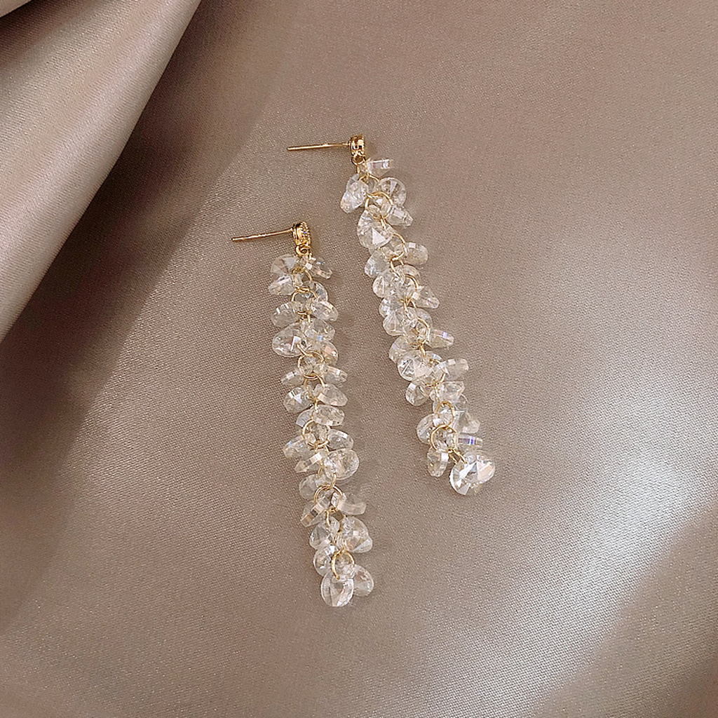 Earrings with Pendant in Gold with Zirconia