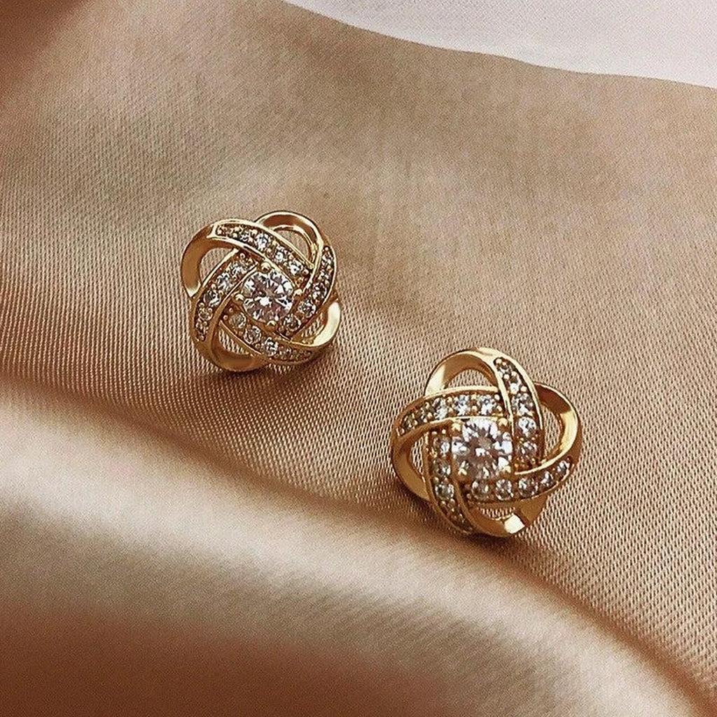 Earrings with Zirconia Balls in Gold