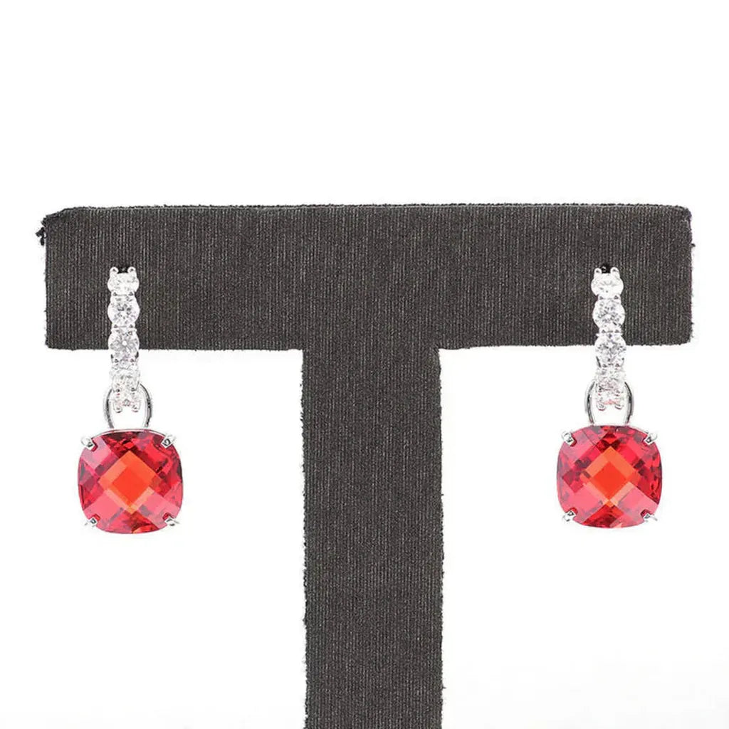 Earrings with Ruby and Zirconia