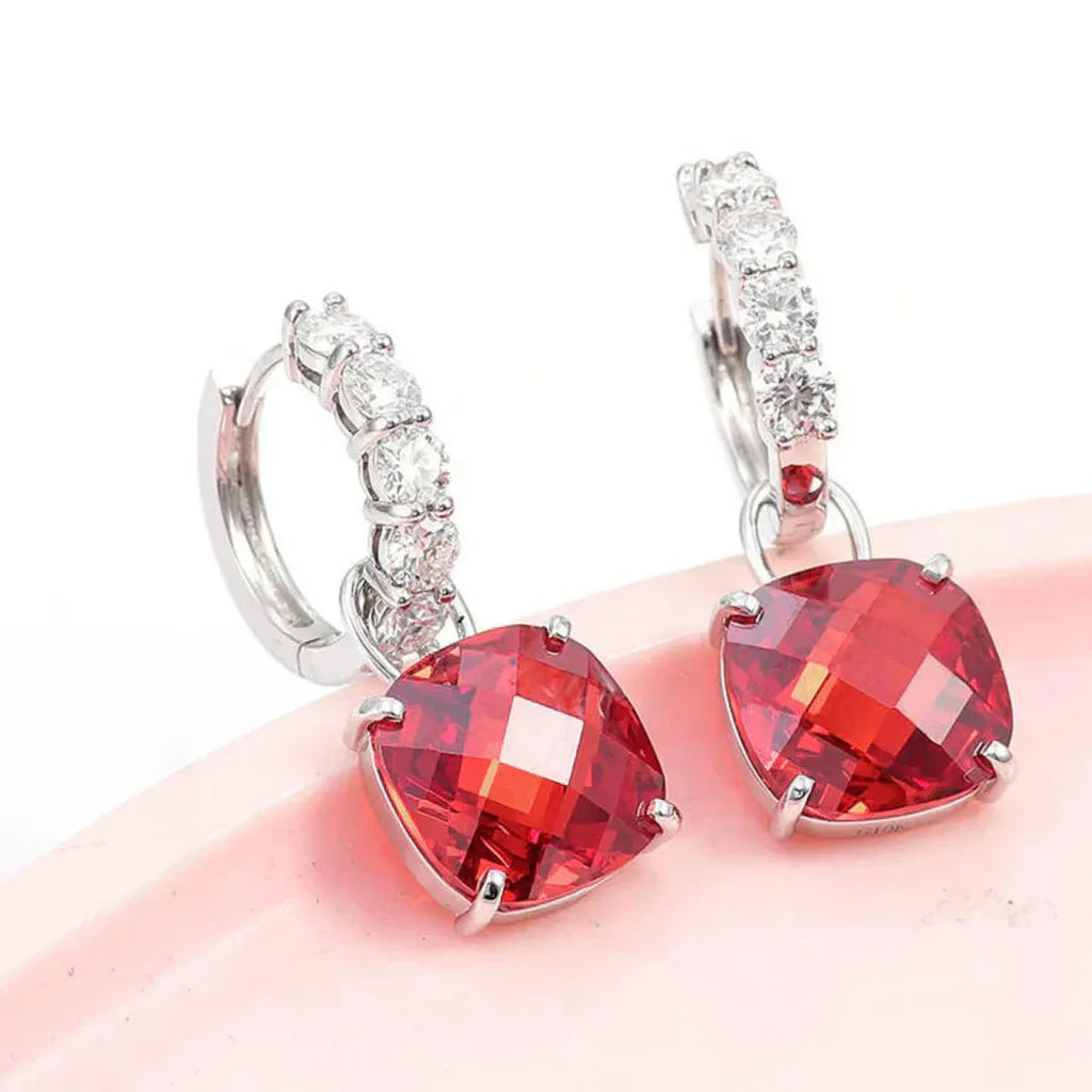 Earrings with Ruby and Zirconia