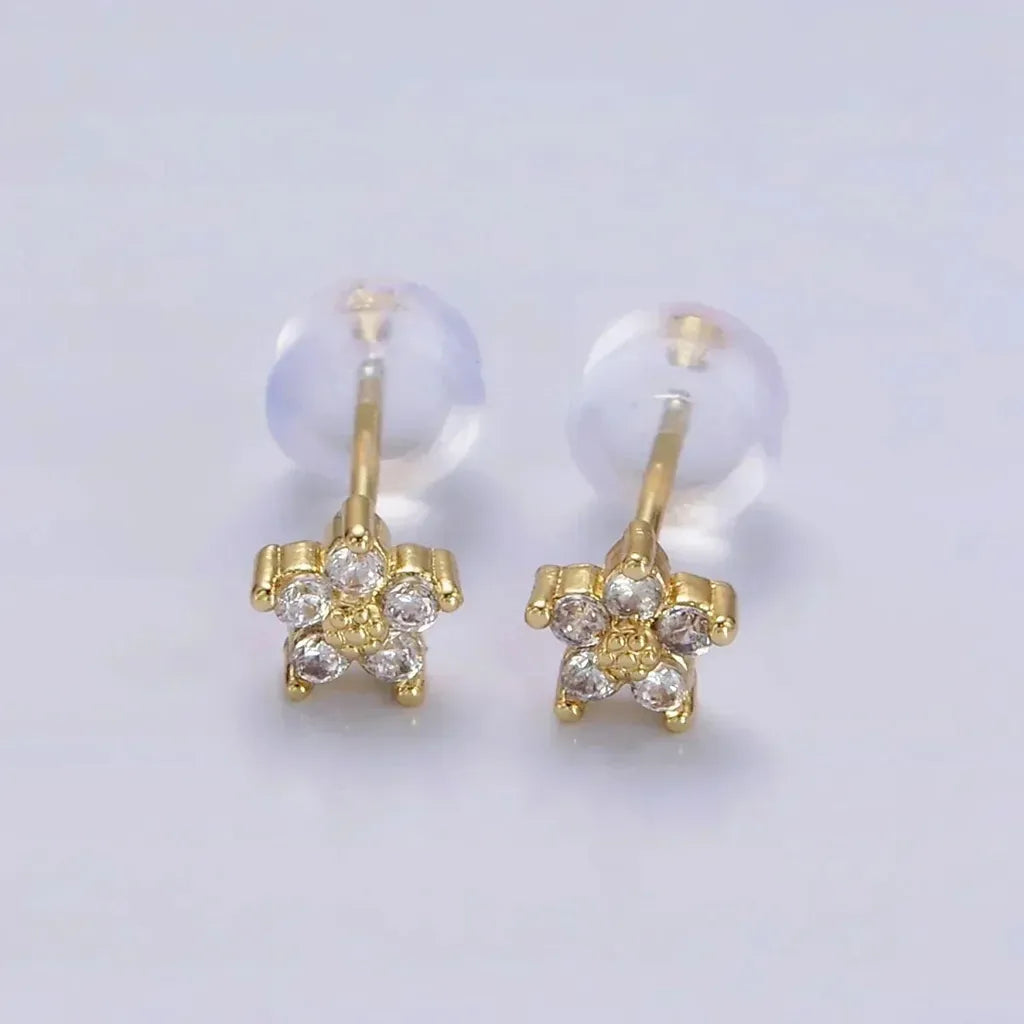 Stud Earrings with Delicate Flower Motif