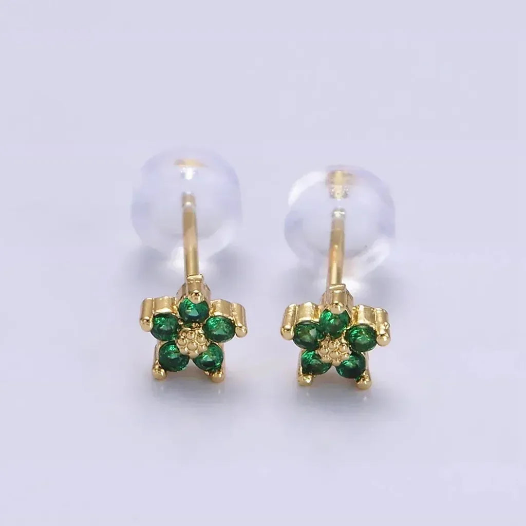Stud Earrings with Delicate Flower Motif
