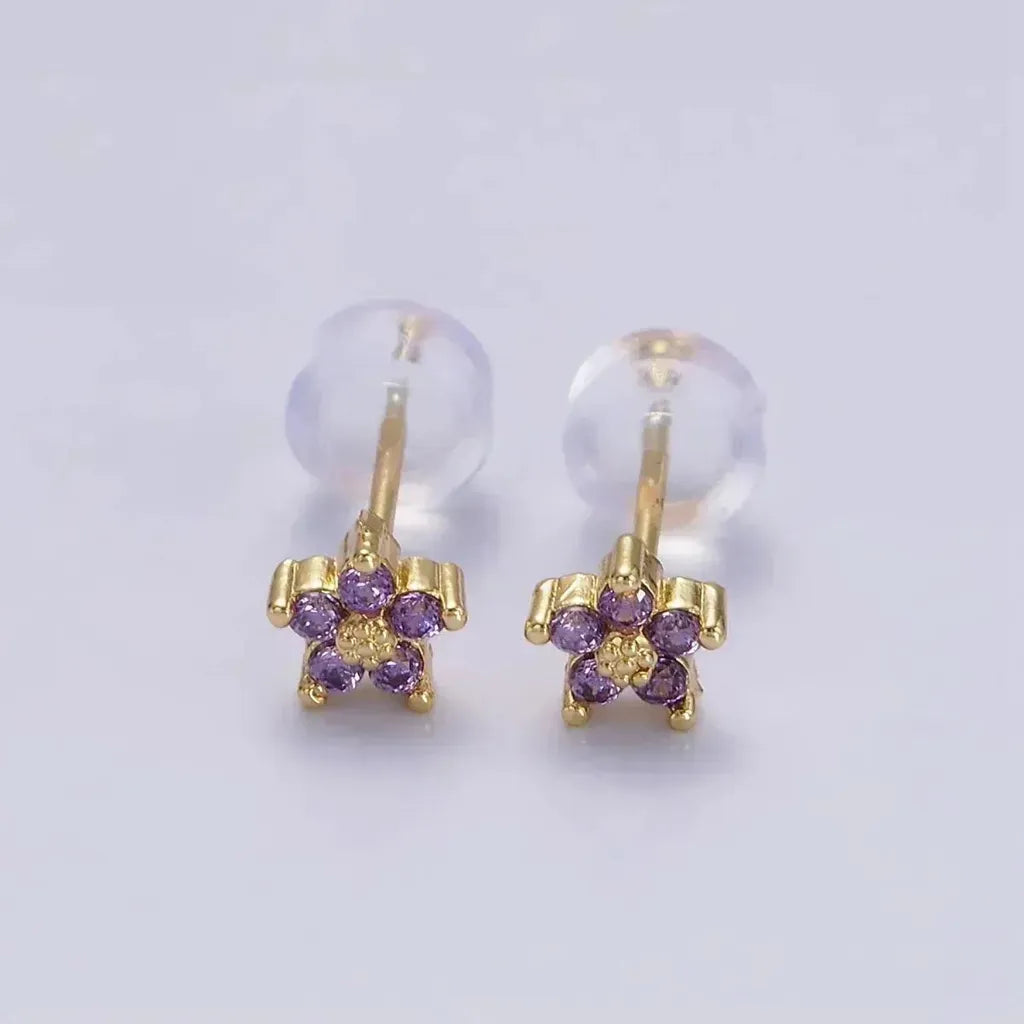 Stud Earrings with Delicate Flower Motif