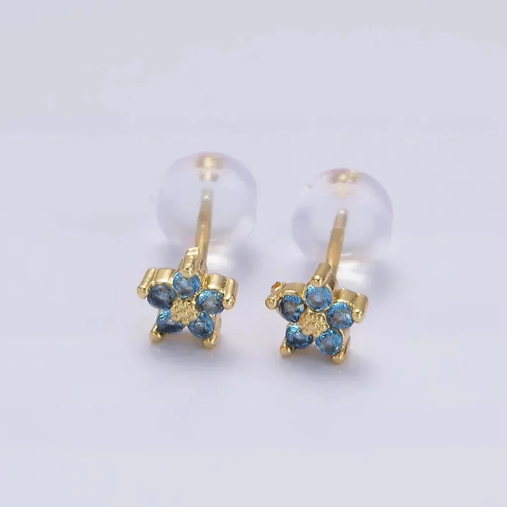 Stud Earrings with Delicate Flower Motif