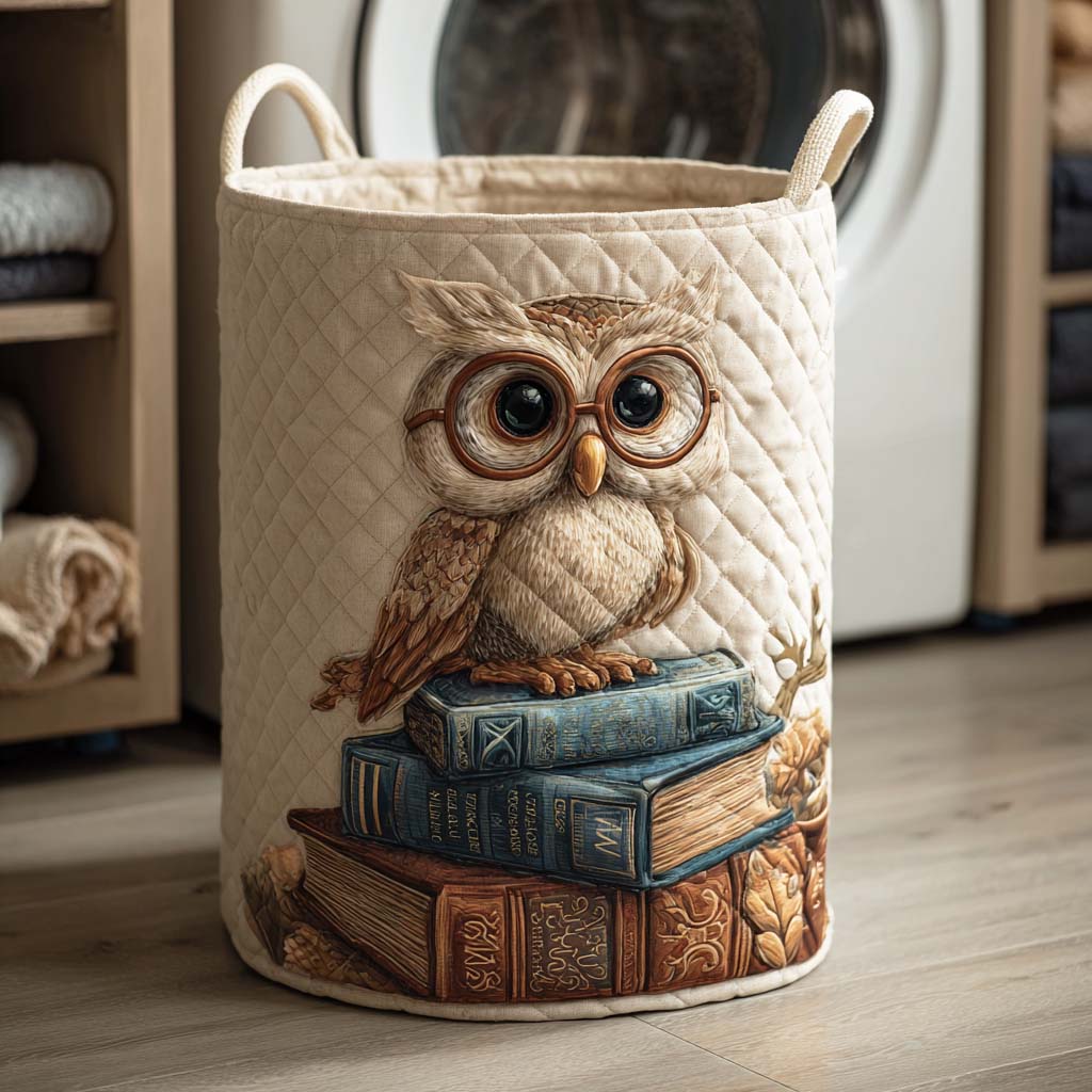 Quilted Laundry Basket with Owl