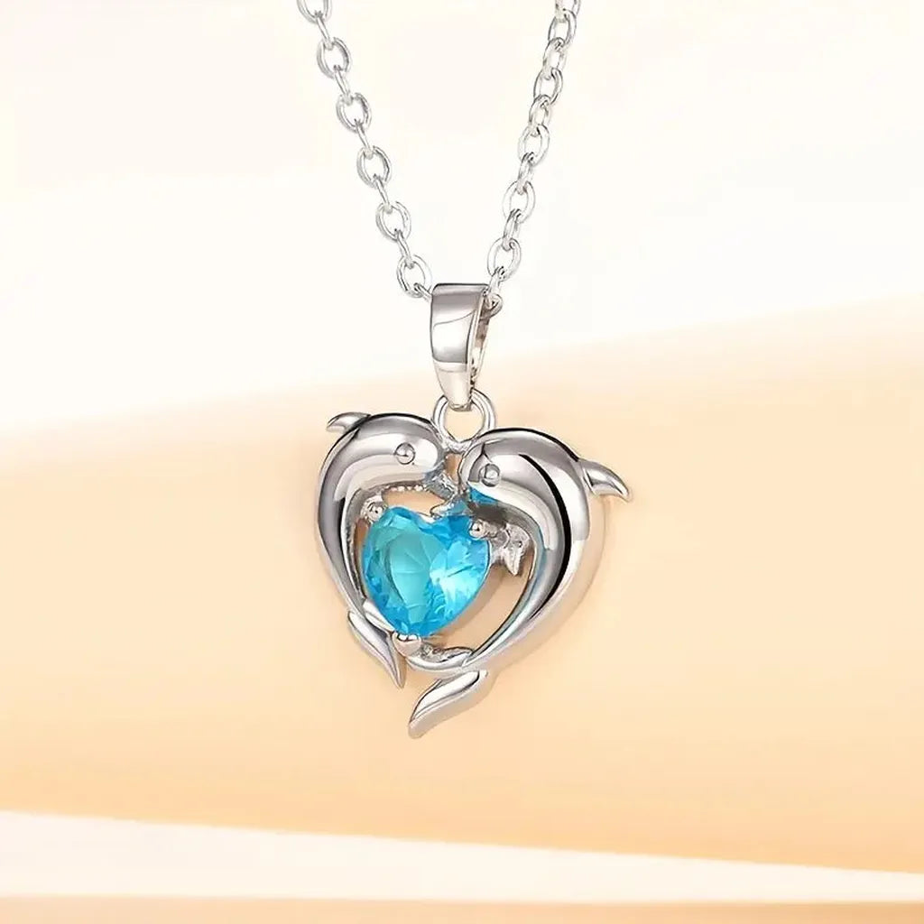Necklace Ocean Heart Twins | White Gold