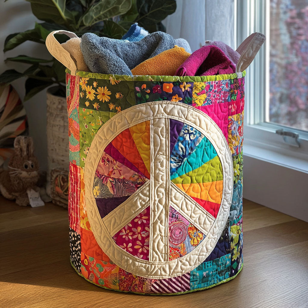 Quilted Laundry Basket with Patchwork Pattern