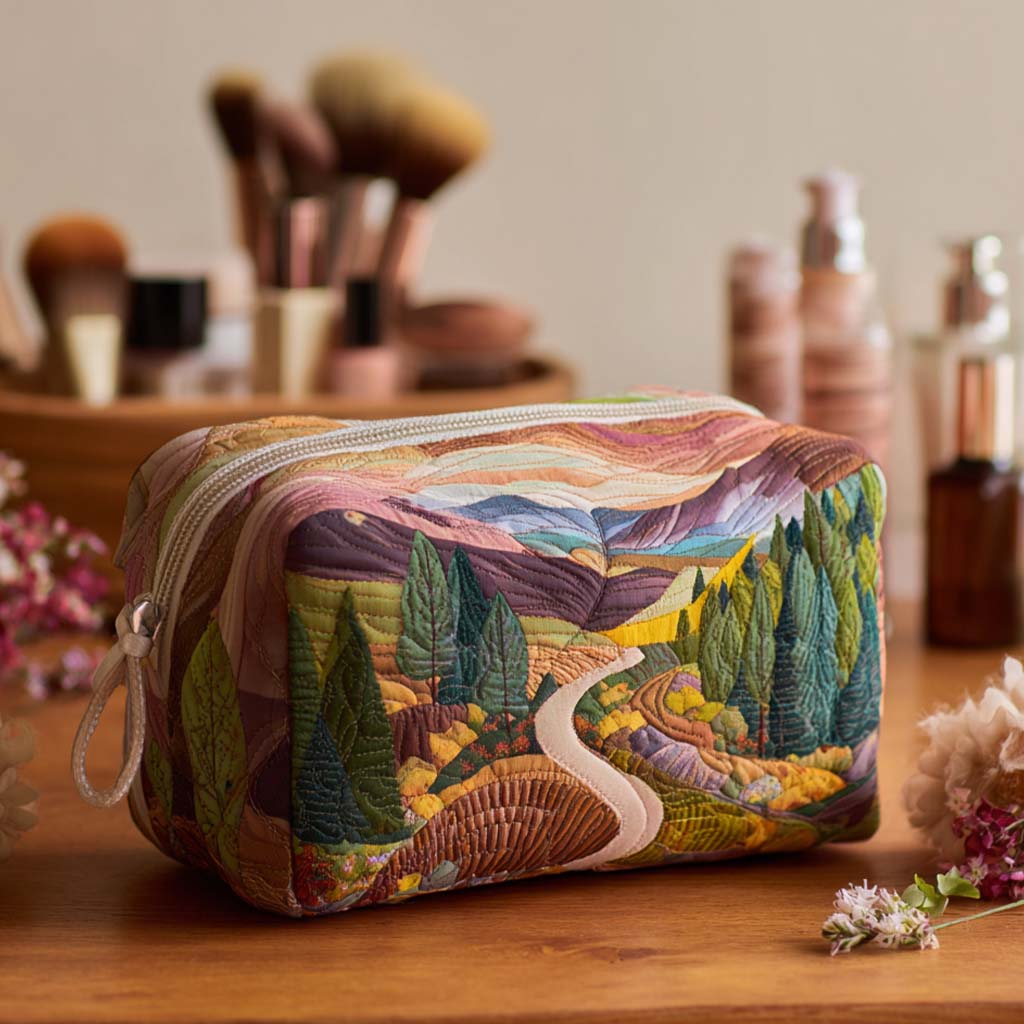 Quilted Makeup Bag with Valley of Peace