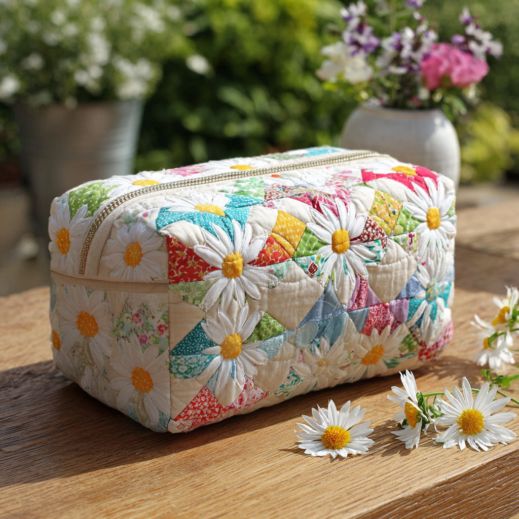 Quilted Makeup Bag with Delicate Grass