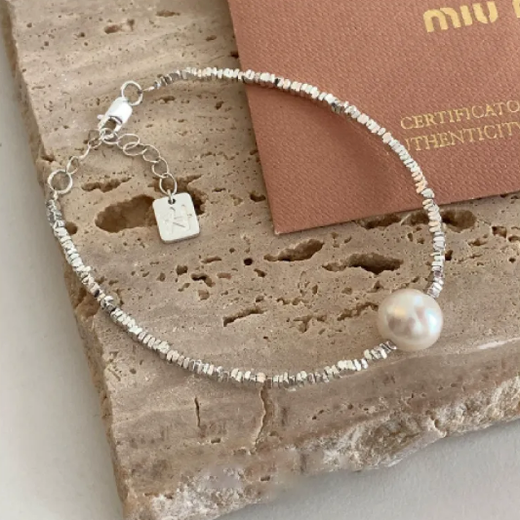 Square White Gold Bracelet “Love”