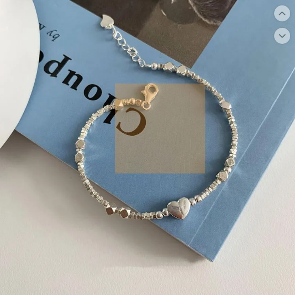 Square White Gold Bracelet “Love”
