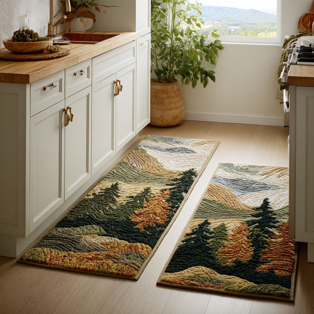 Non-Slip Kitchen Rug with Calm Peaks