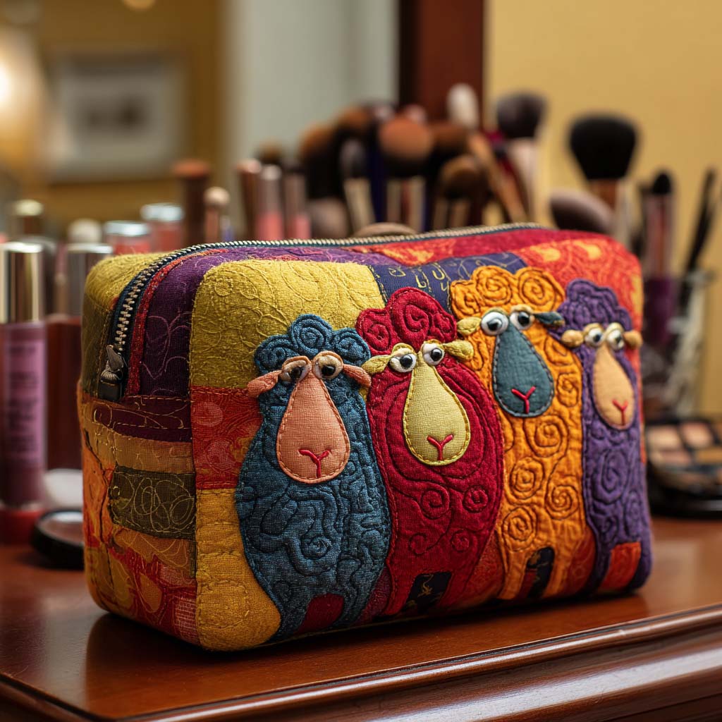 Quilted Makeup Bag with Sheep