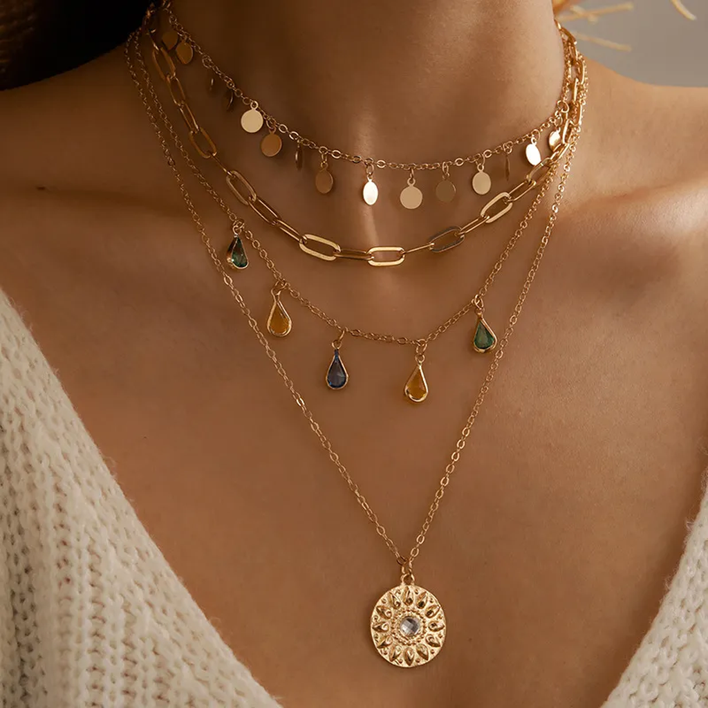 Retro Gold Necklace “Sun”