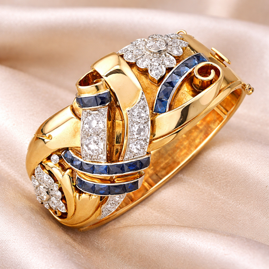 Retro Gold Ring with Blue Zirconia