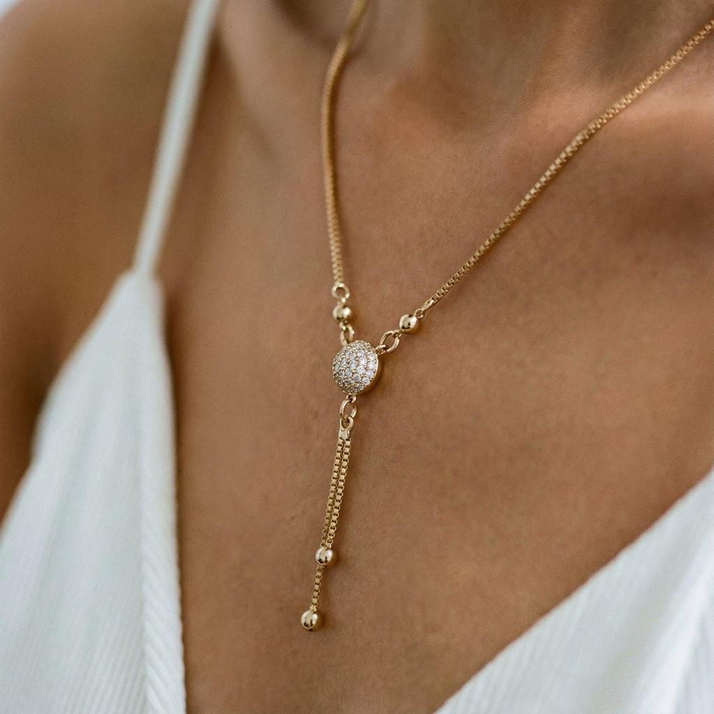 Retro Necklace with Gold Crystal
