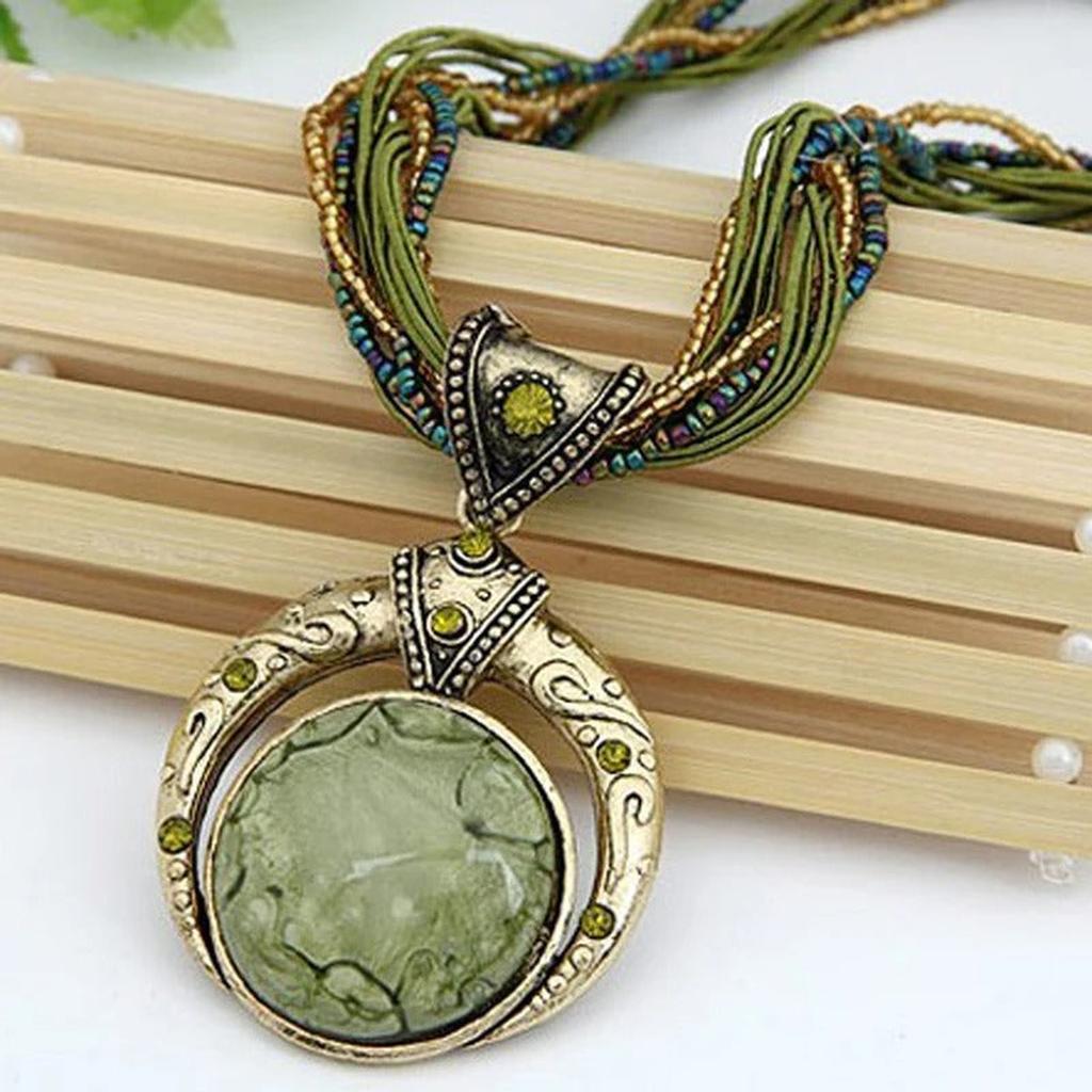 Retro Necklace with Ethnic Pendant