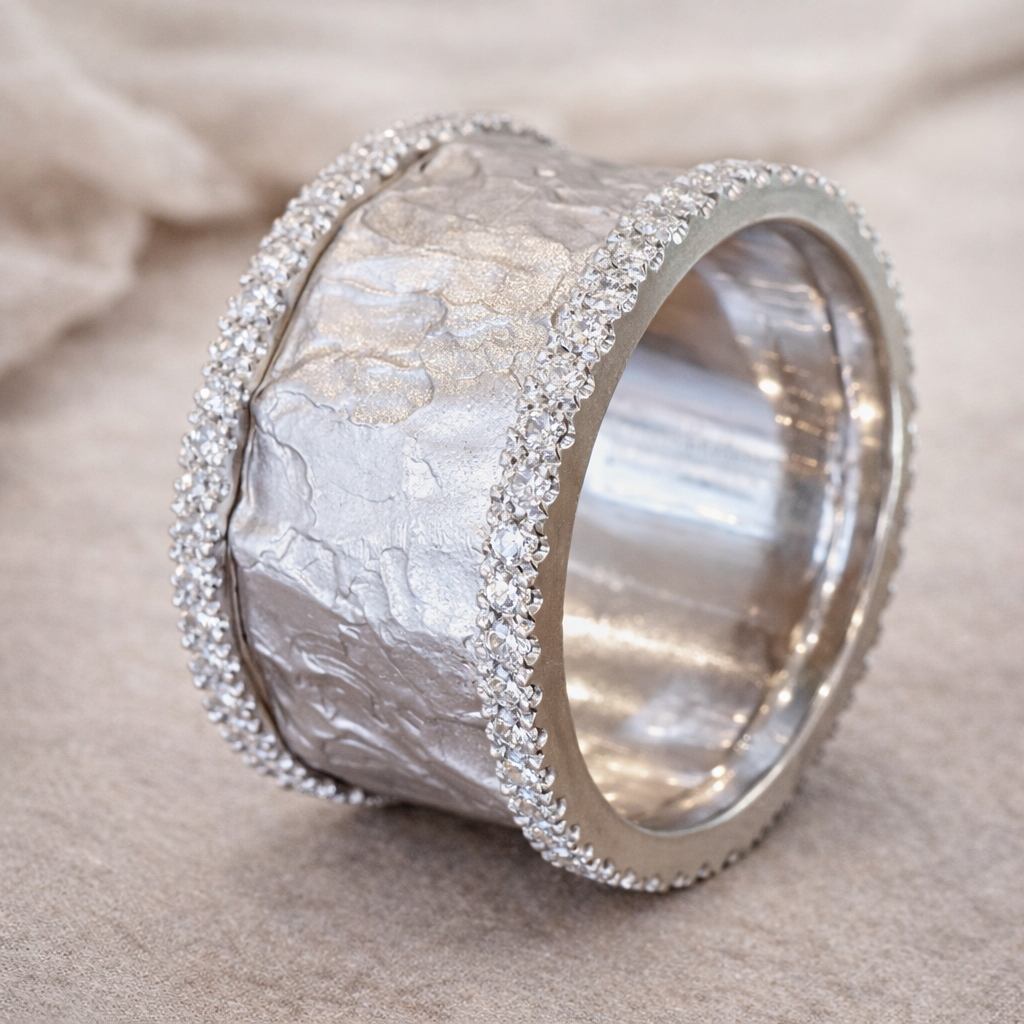 Retro Ring with Zirconia in White Gold