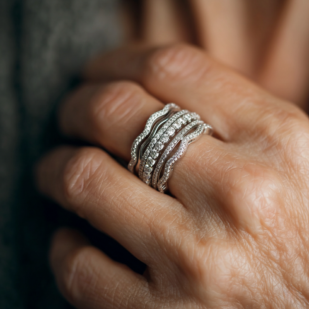 Retro Ring with Multi-Row Zirconia
