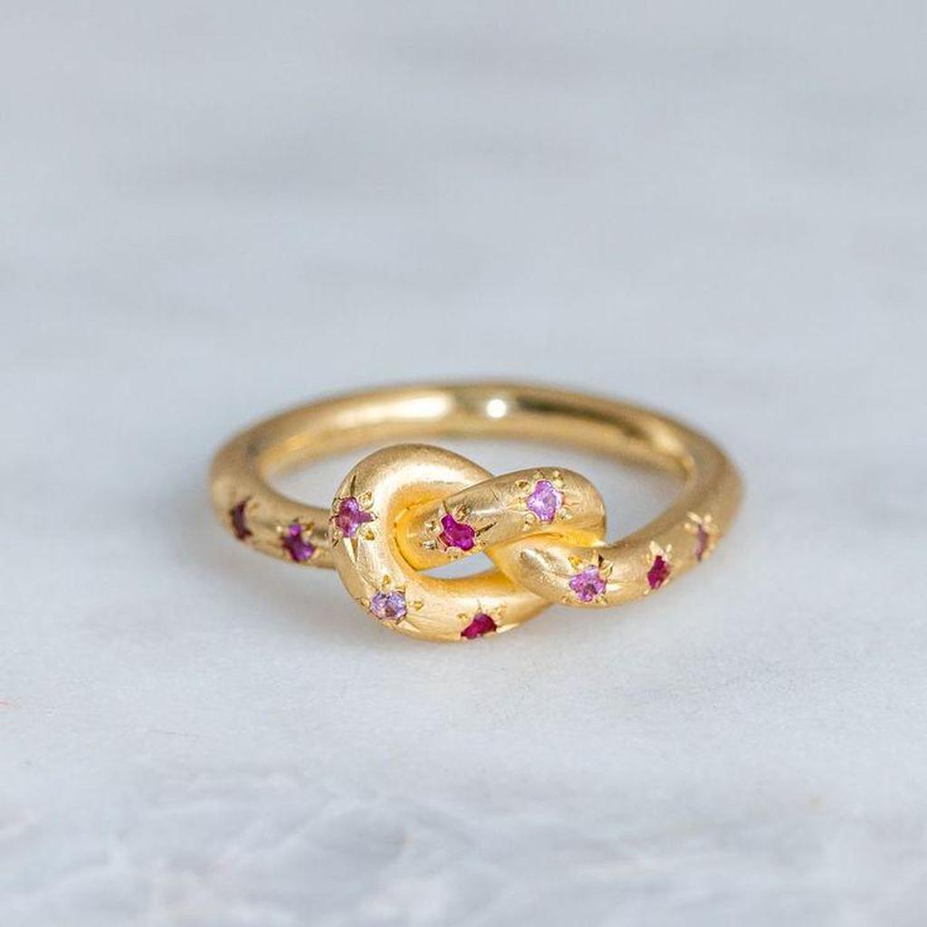 Pink Retro Ring with Gold Sky Knot