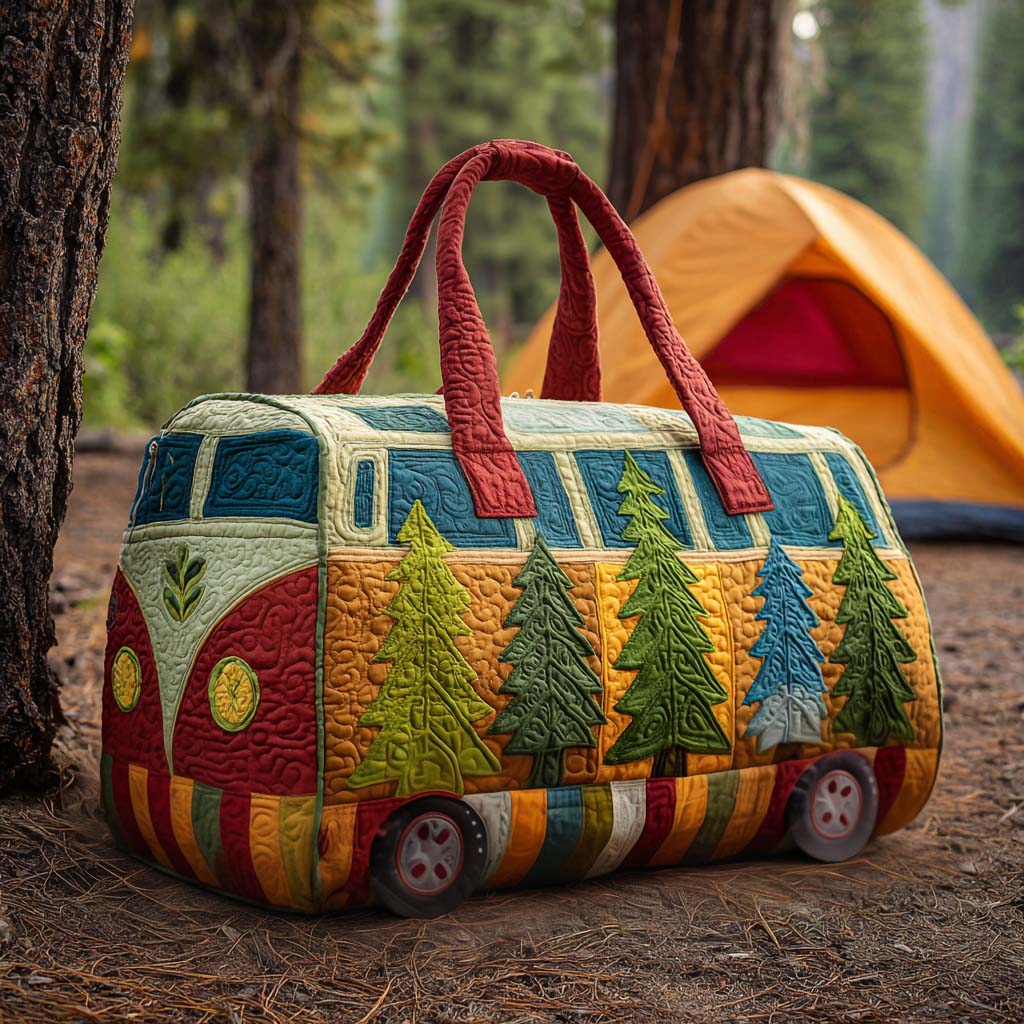 Quilted Travel Bag – Retro Bus II