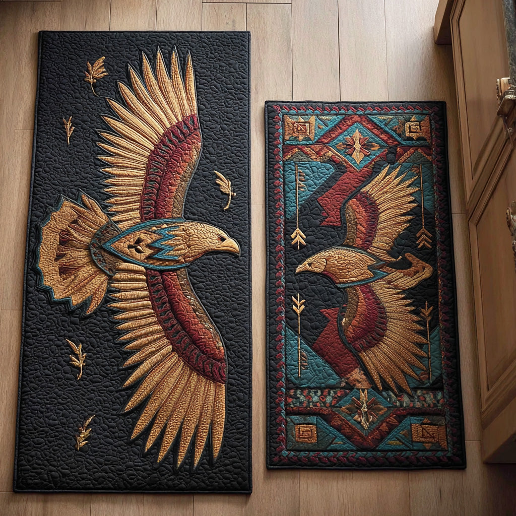 Non-Slip Kitchen Rug with Stylised Feather