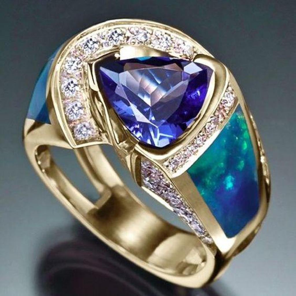 Pink Ring with Blue Ocean Motif